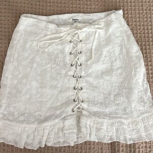 White Lace-Up Skirt